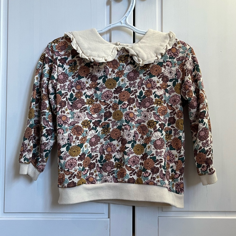 H&M 2T floral collared sweater